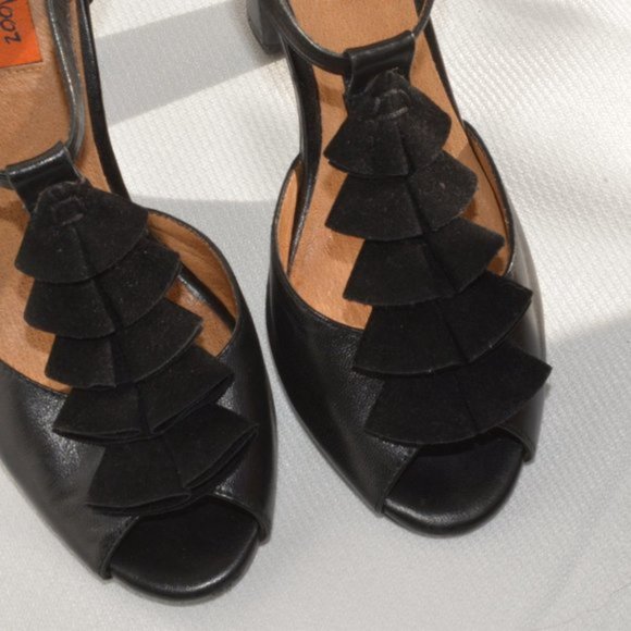 Miz Mooz Sailor Black Leather T-Strap Heels Sz 6.5 - Picture 6 of 12